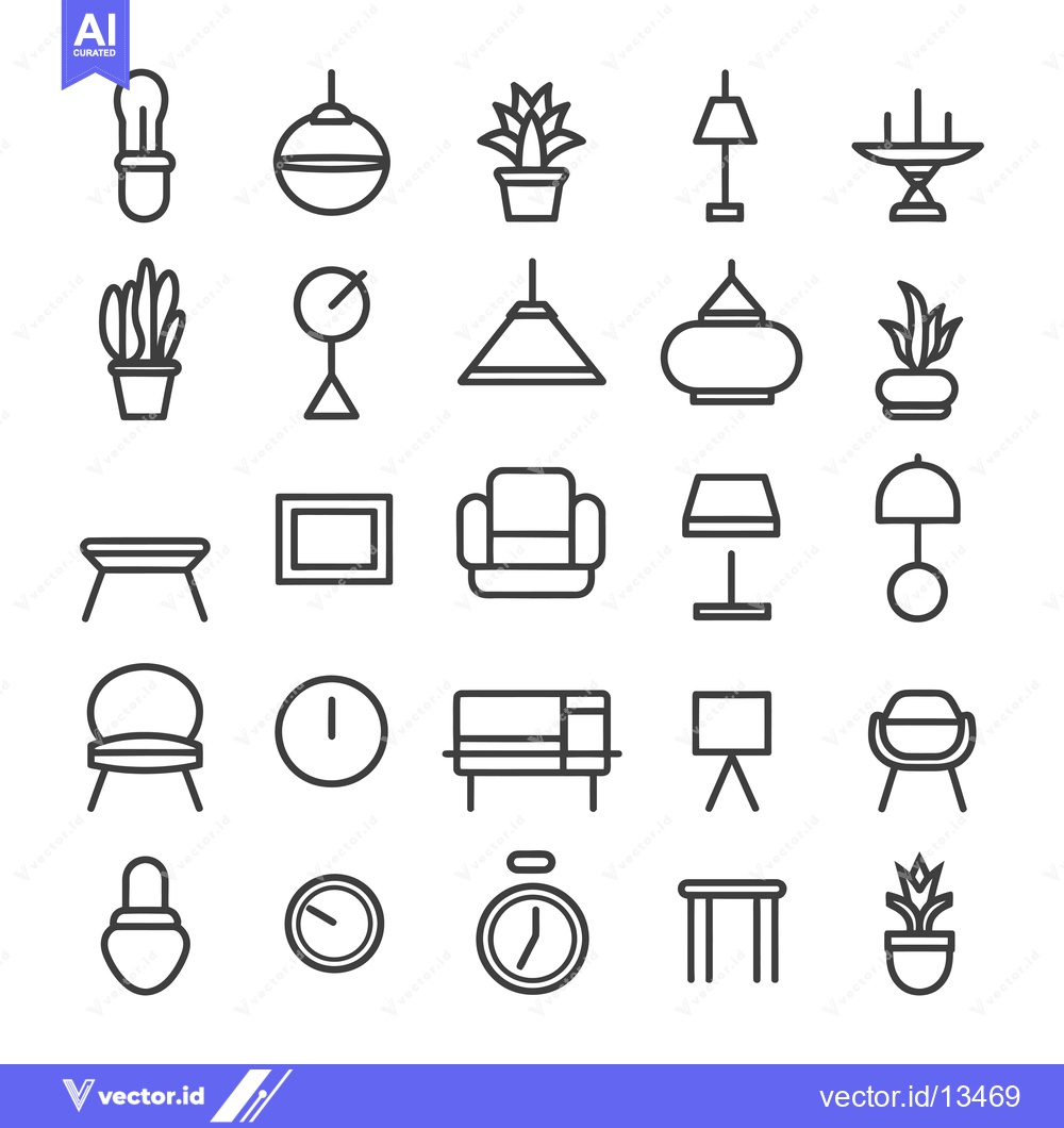 Premium Vector of A Collection of Interior Design Line Icons