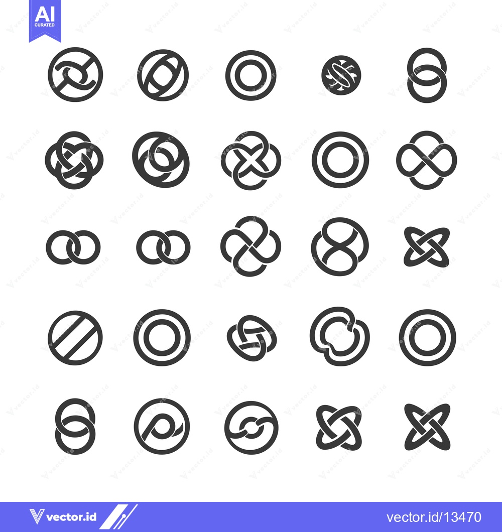 Premium Vector dari A Collection of Intertwined Circular Shapes and Geometric Designs