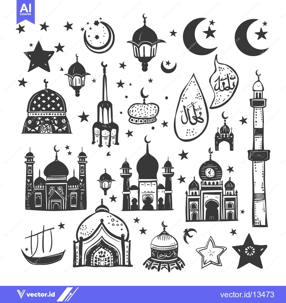 Premium Vector dari A Collection of Islamic Architectural and Symbolic Elements