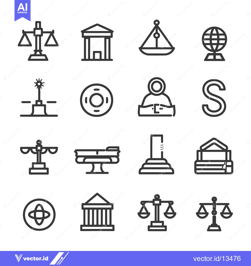 Premium Vector of A Collection of Justice, Law, and Government-Related Icons