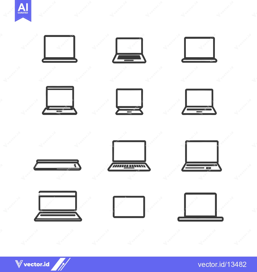 Premium Vector of A Collection of  Laptop Icons in Different States