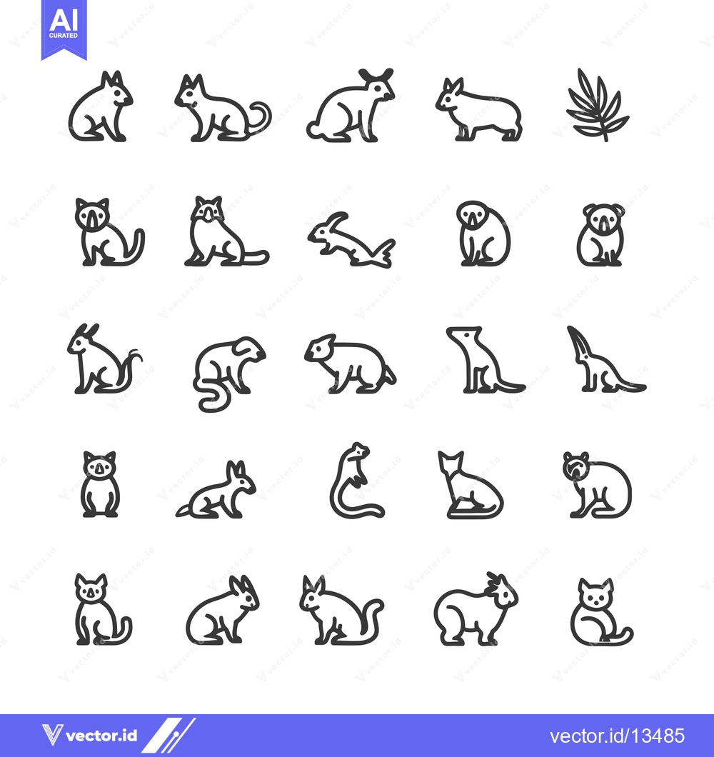 Premium Vector dari A Collection of Line Art Animal Illustrations