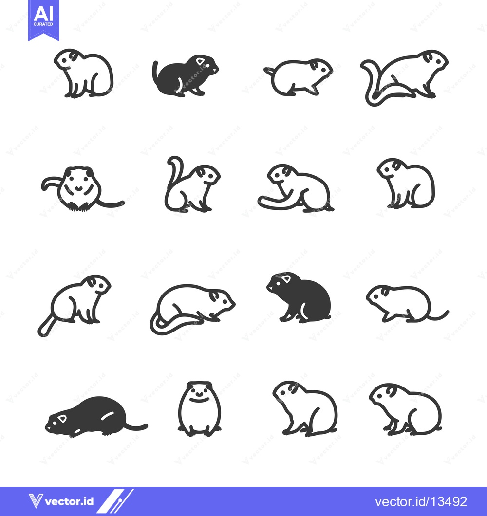 Premium Vector dari A Collection of Line Art Drawings of Guinea Pigs in Various Poses