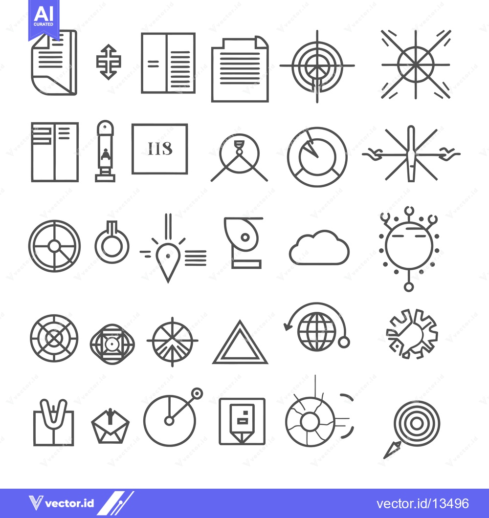 Premium Vector dari A Collection of Line Art Icons Depicting a Variety of Shapes and Objec