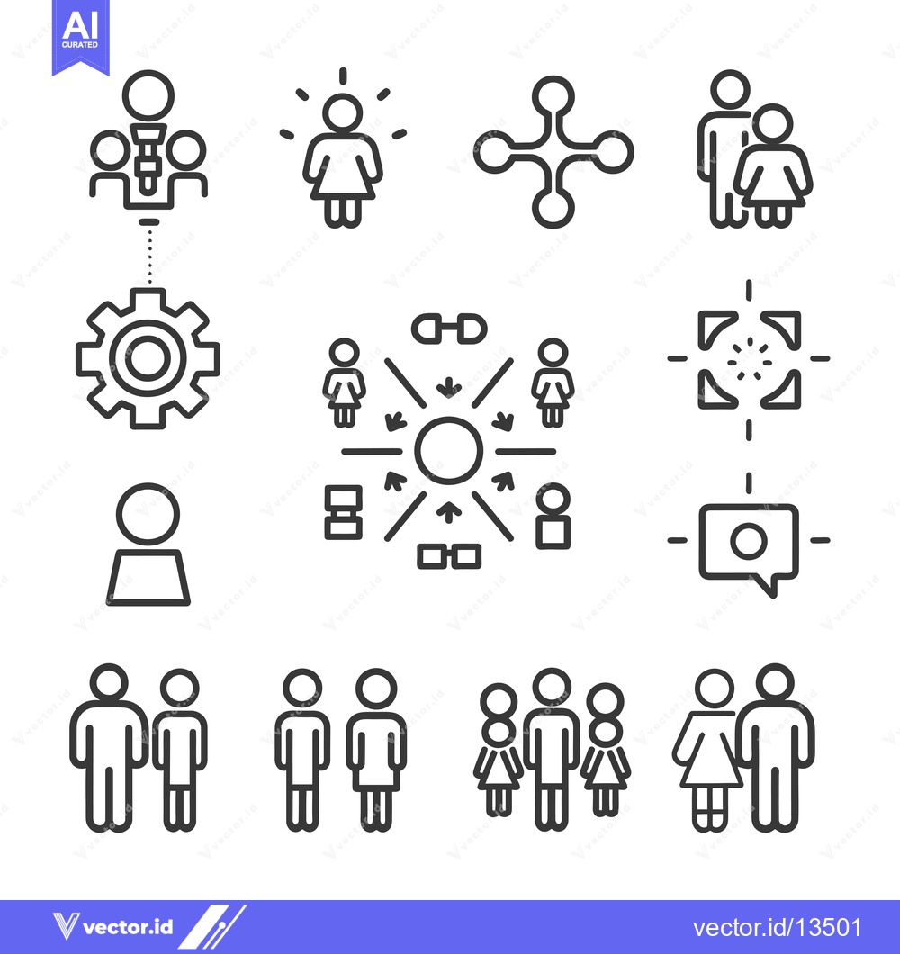 Premium Vector dari A Collection of Line Art Icons Depicting Human Interaction and Social