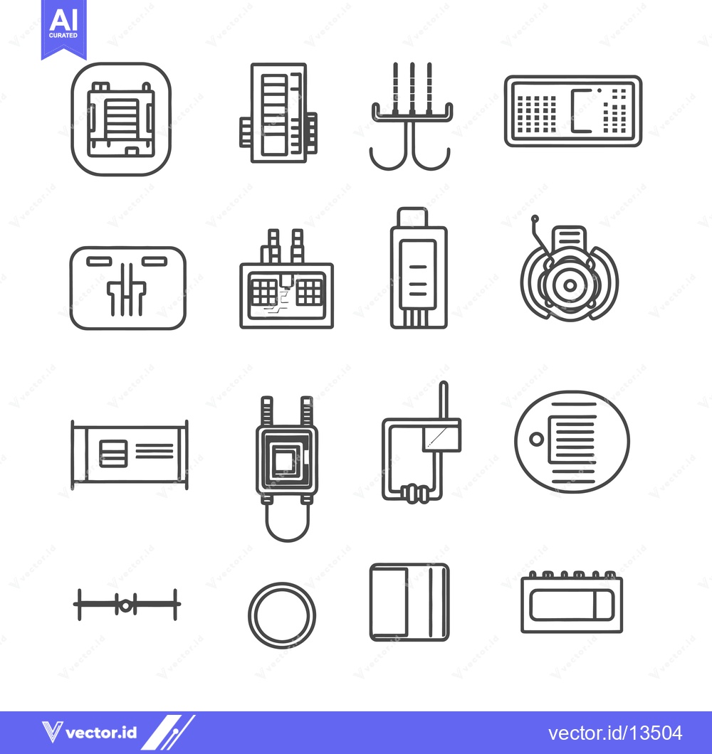 Premium Vector dari A Collection of Line Art Icons Depicting Various Electronics and Devic