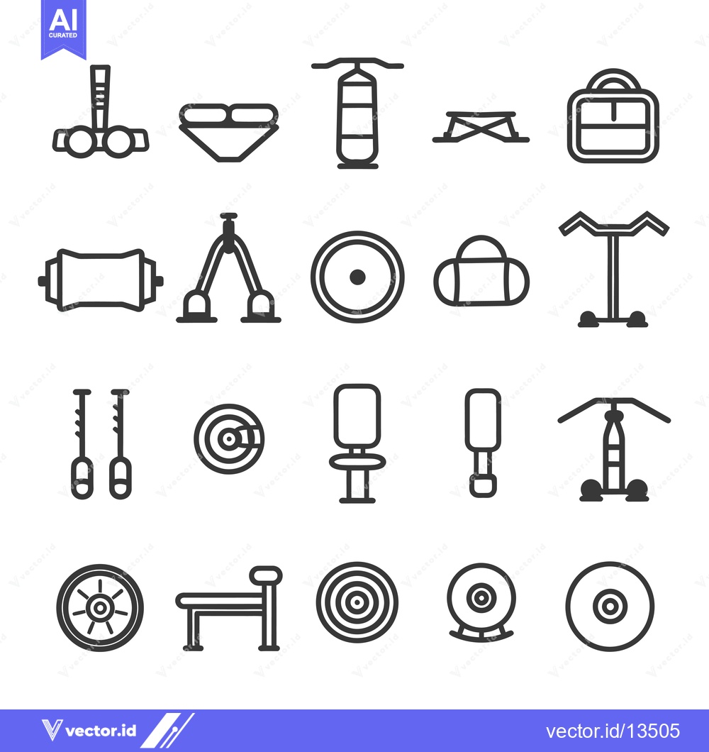 Premium Vector dari A Collection of Line Art Icons Depicting Various Gym Equipment