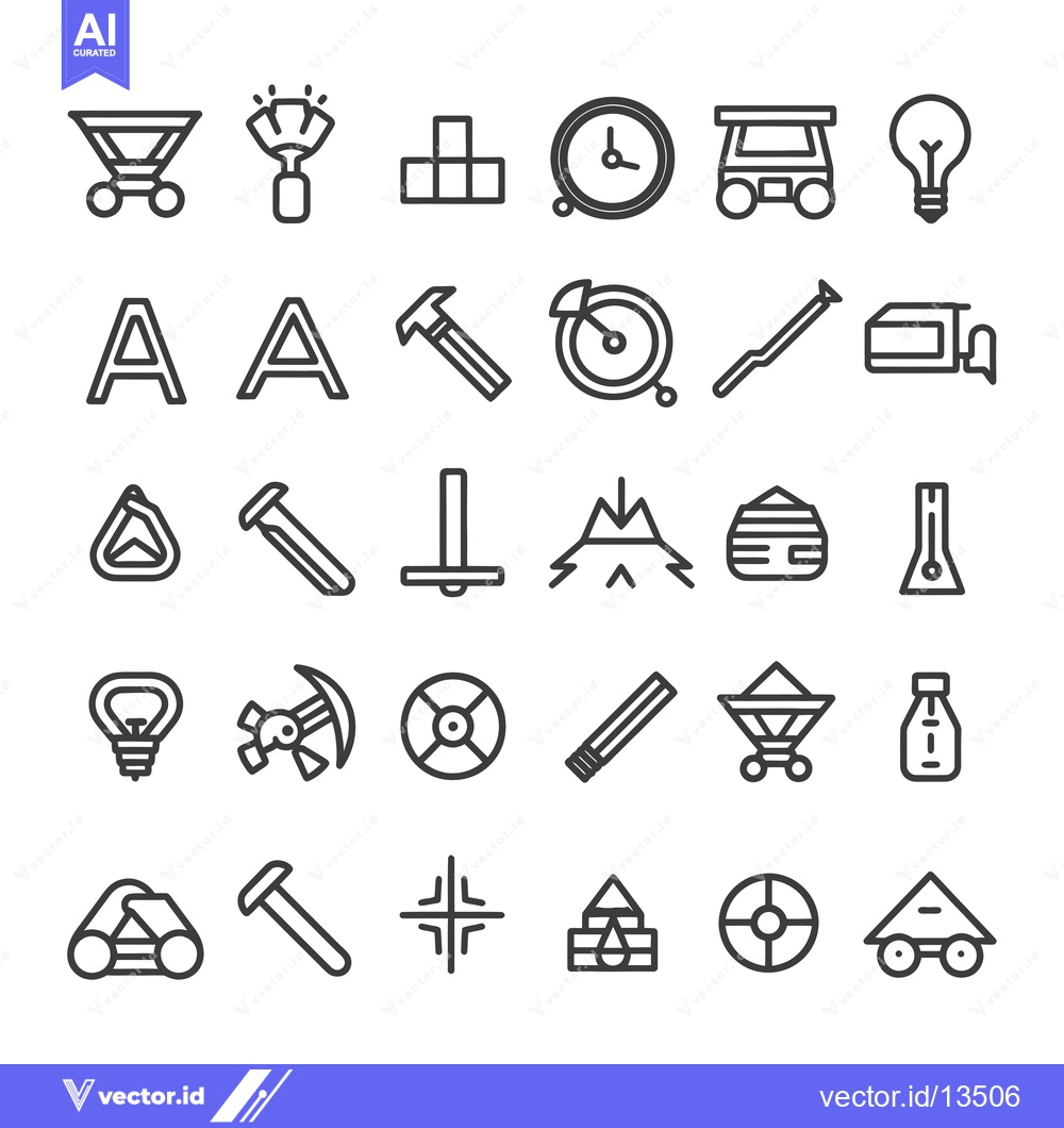 Premium Vector dari A Collection of Line Art Icons Depicting Various Objects and Concepts