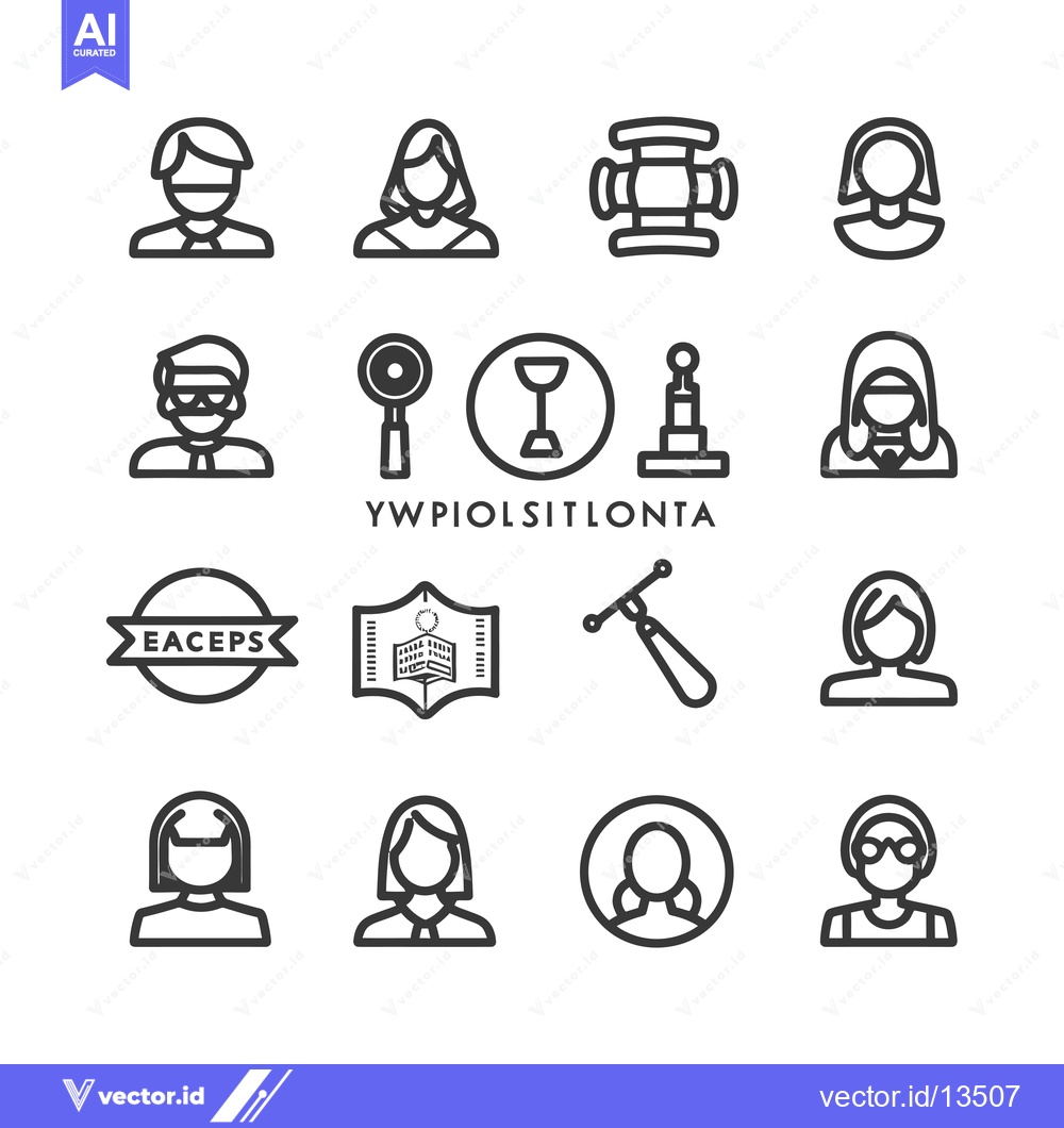 Premium Vector of A Collection of Line Art Icons Depicting Various People and Objects
