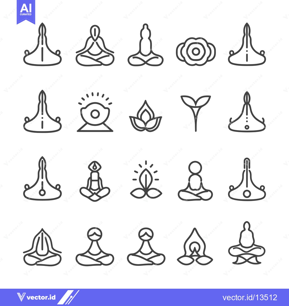 Premium Vector of A Collection of Line Art Icons Depicting Yoga and Meditation Positions