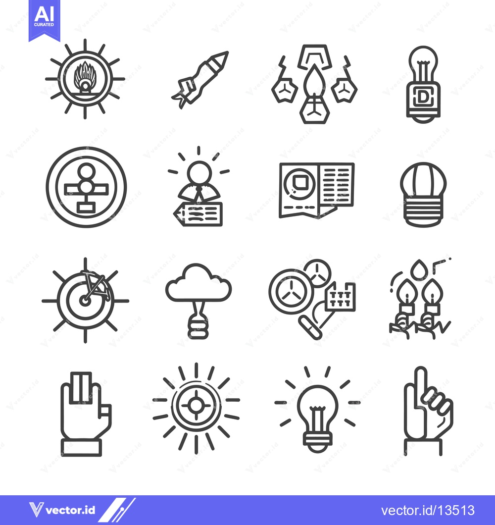 Premium Vector dari A Collection of Line Art Icons Related to Ideas, Innovation, and Creat