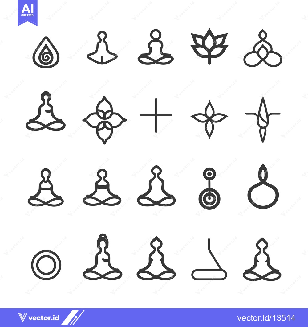 Premium Vector dari A Collection of Line Art Icons Related to Meditation and Spirituality