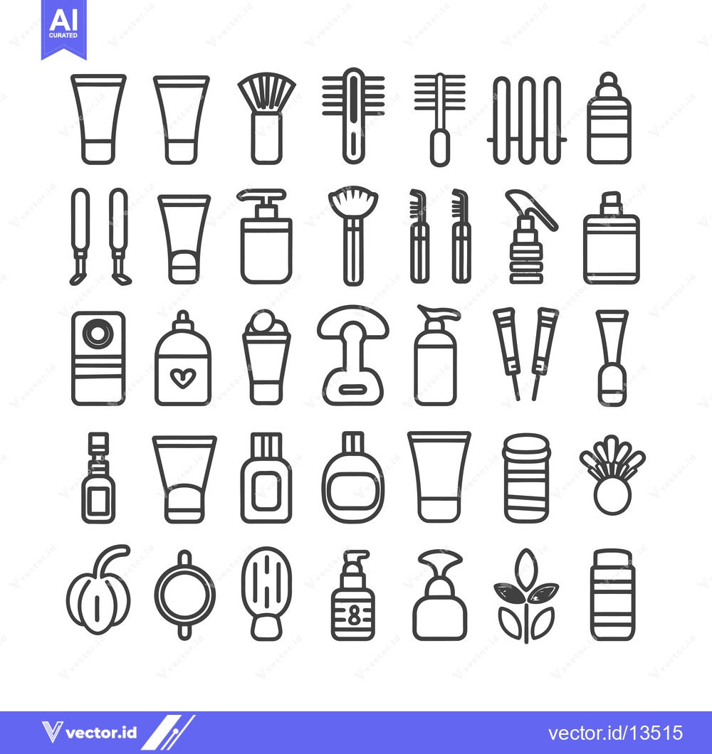 Premium Vector dari A Collection of Line Art Icons Representing Beauty Products and Tools
