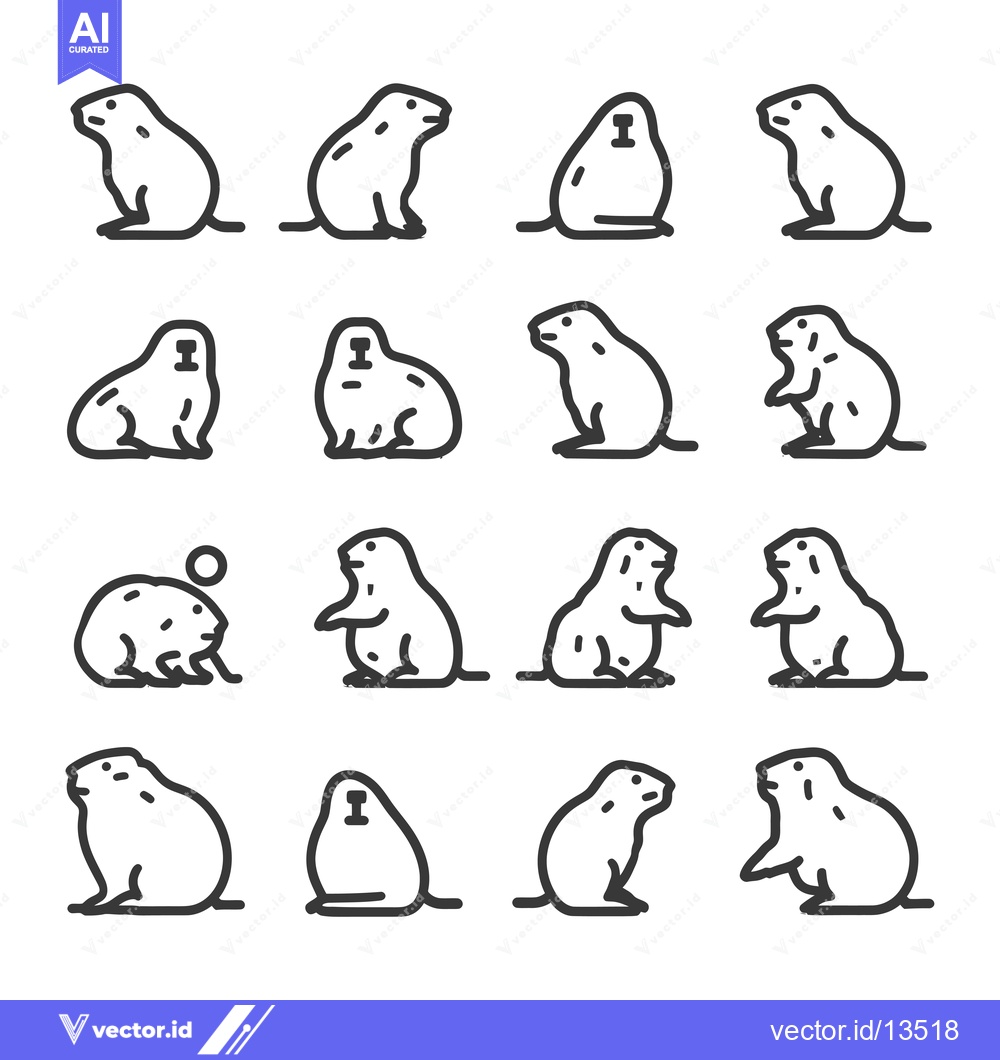 Premium Vector dari A Collection of Line Art Illustrations Depicting Prairie Dogs in Vario
