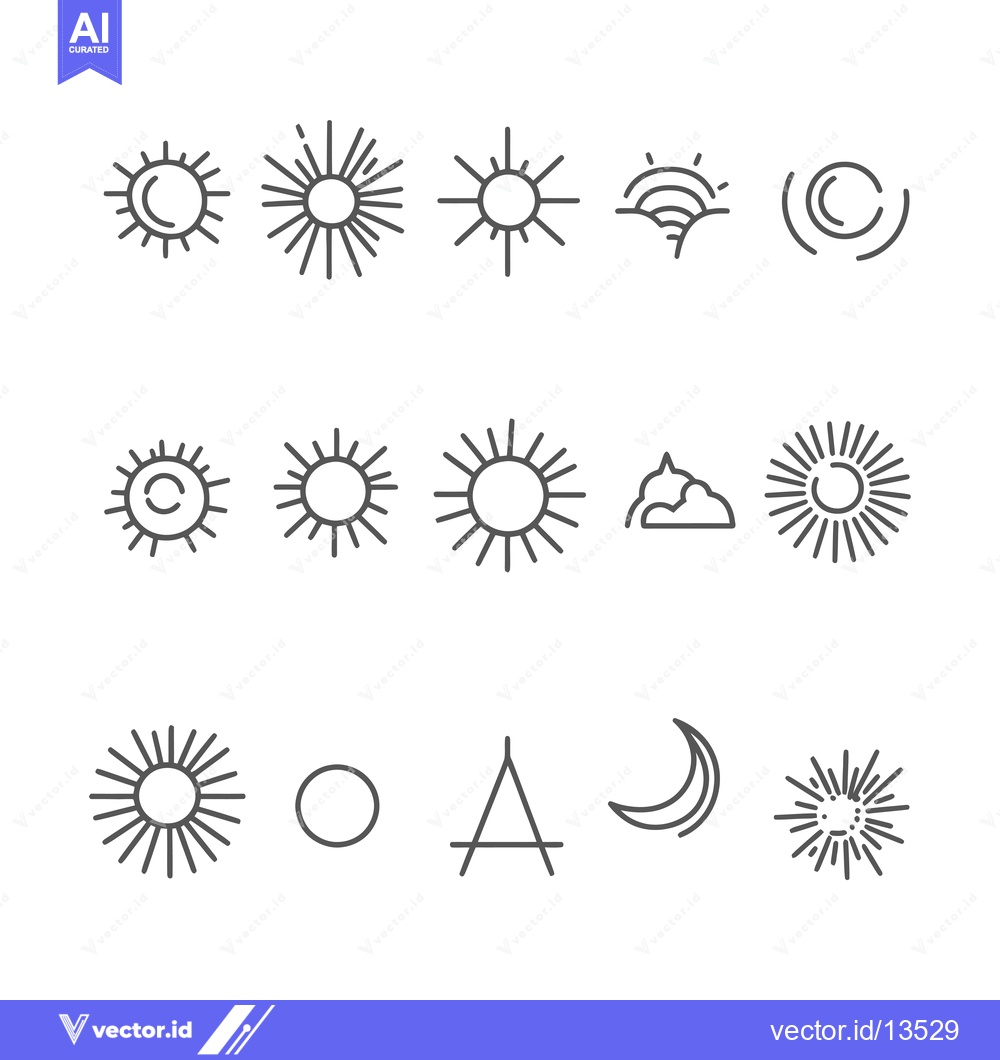 Premium Vector of A Collection of Line Art Sun and Moon Icons