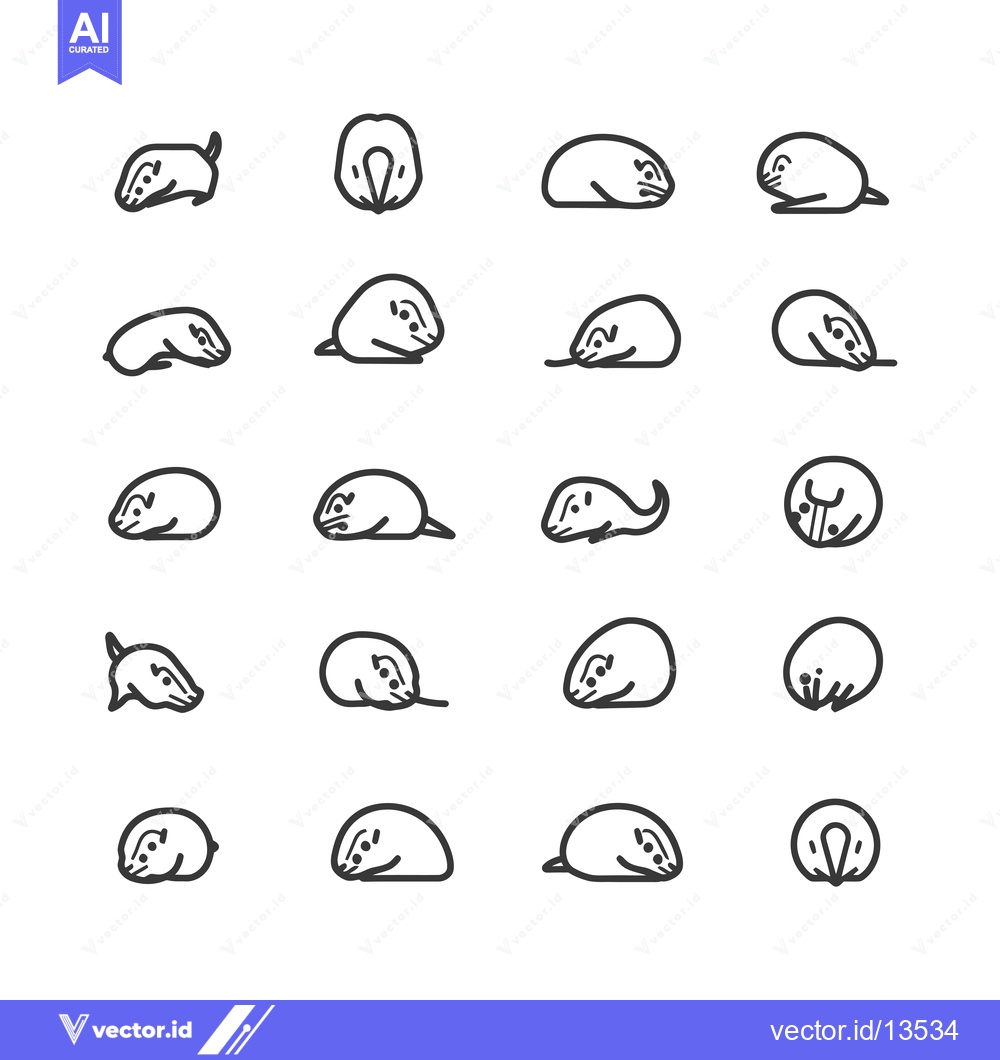 Premium Vector dari A Collection of Line Drawings Depicting a Hamster in Various Poses