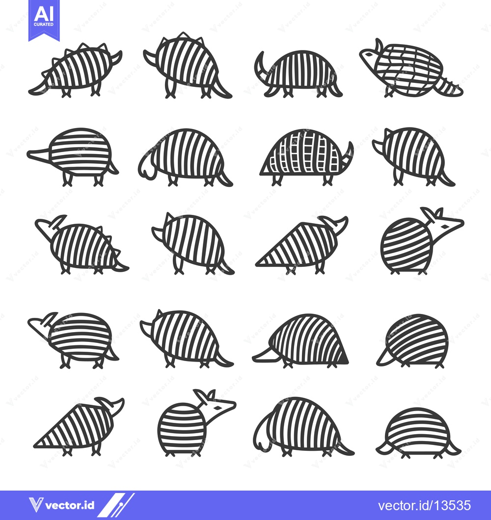 Premium Vector dari A Collection of Line Drawings Depicting Armadillos in Various Poses