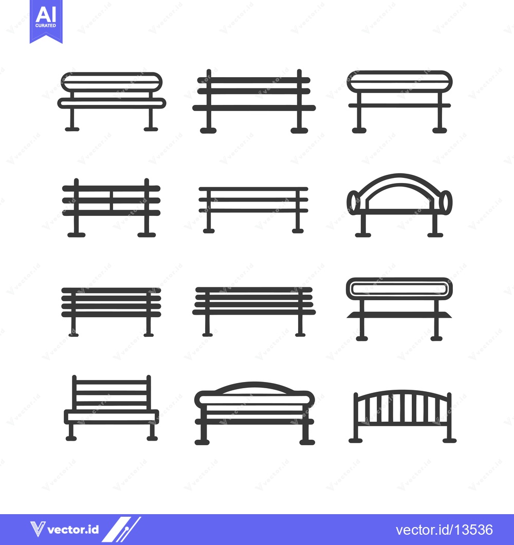 Premium Vector of A Collection of Line Drawings Depicting Different Styles of Benches