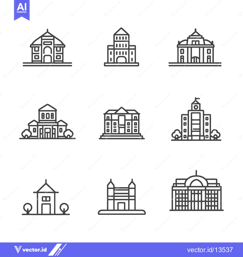 Premium Vector dari A Collection of Line Drawings Depicting Different Styles of Buildings