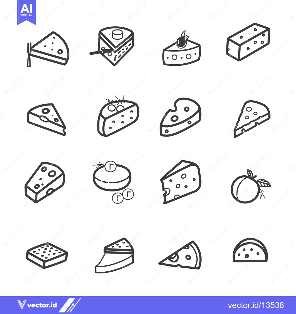Premium Vector of A Collection of Line Drawings Depicting Different Types of Cheese
