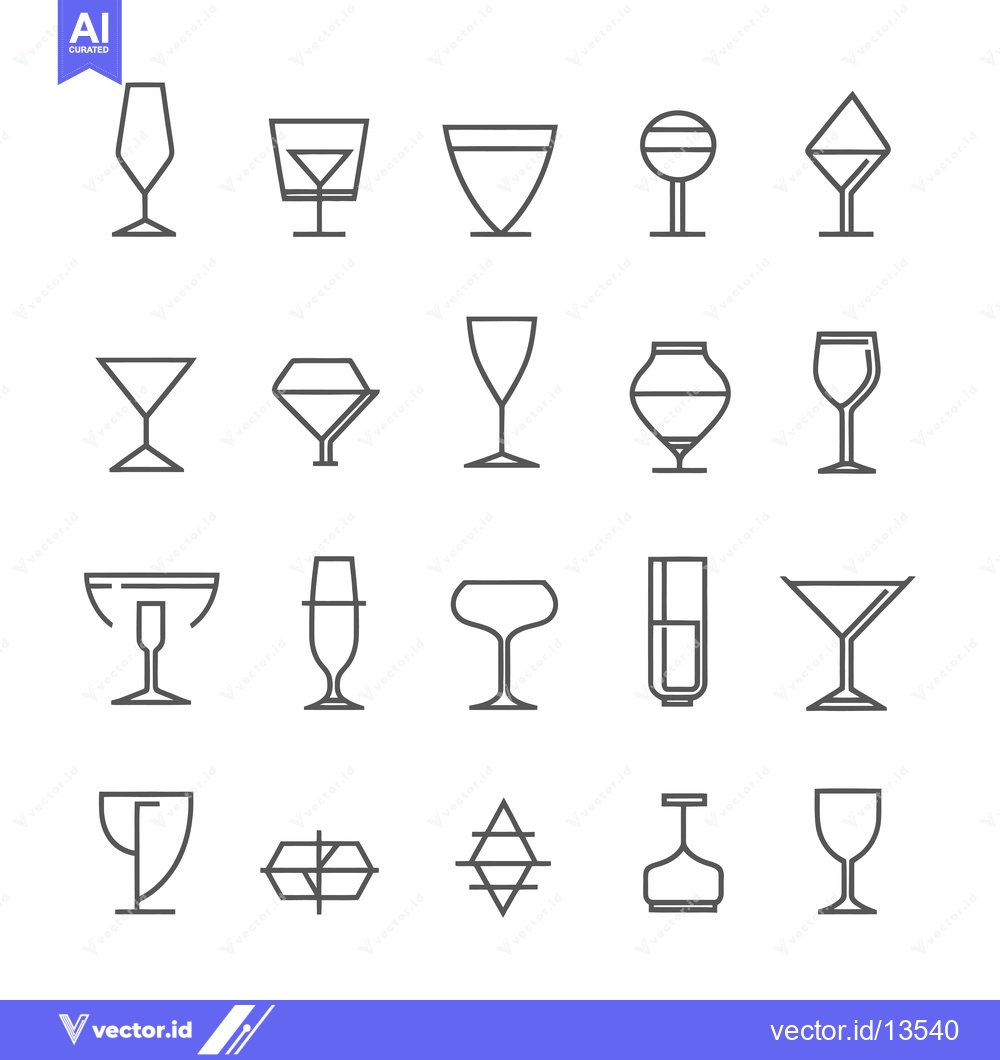 Premium Vector dari A Collection of Line Drawings Depicting Different Types of Drinking Gl