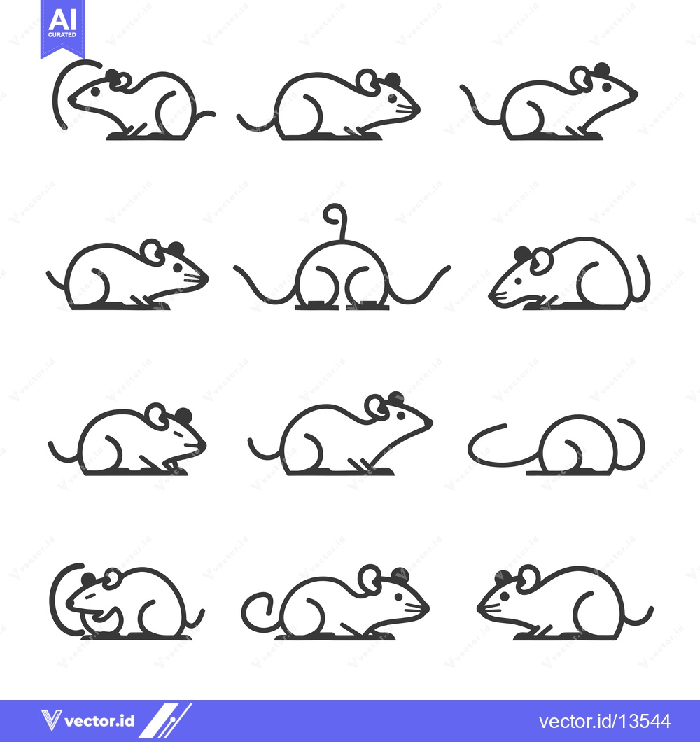 Premium Vector dari A Collection of Line Drawings Depicting Mice in Various Poses