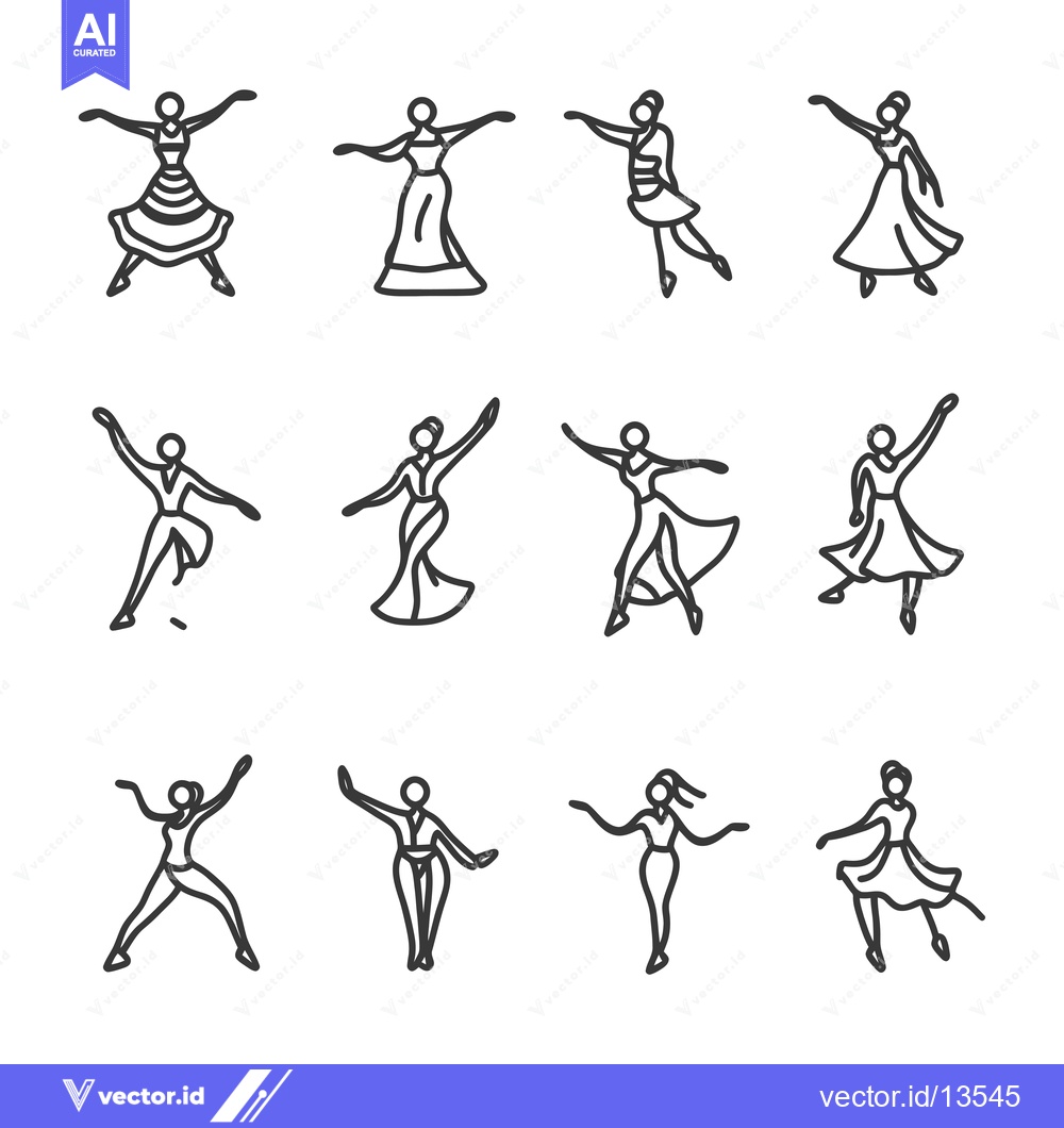 Premium Vector of A Collection of Line Drawings Depicting People in Various Dance Poses