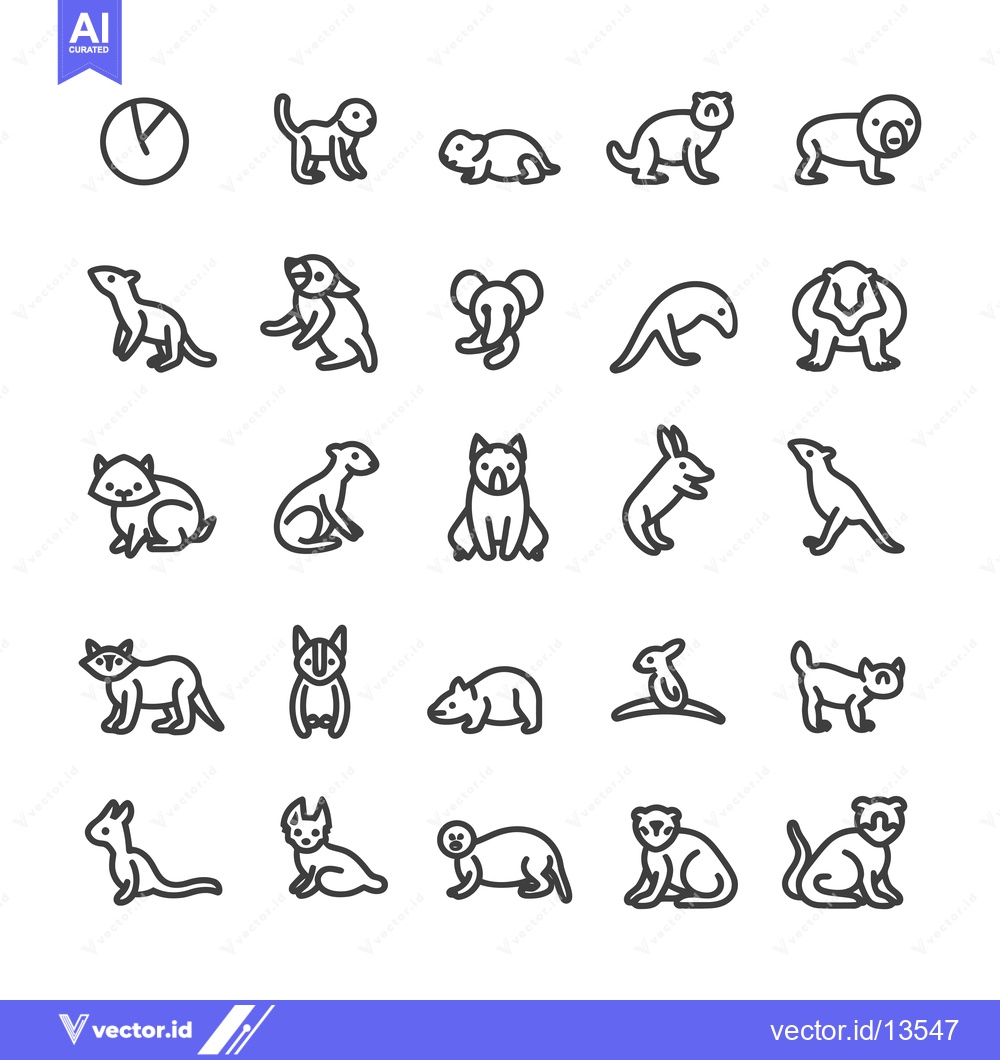 Premium Vector of A Collection of Line Drawings Depicting Various Animals