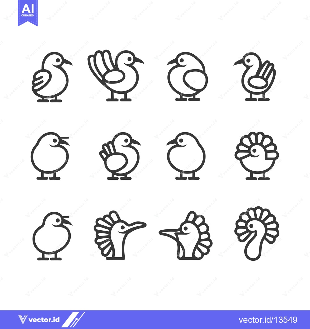 Premium Vector of A Collection of Line Drawings Depicting Various Bird Species