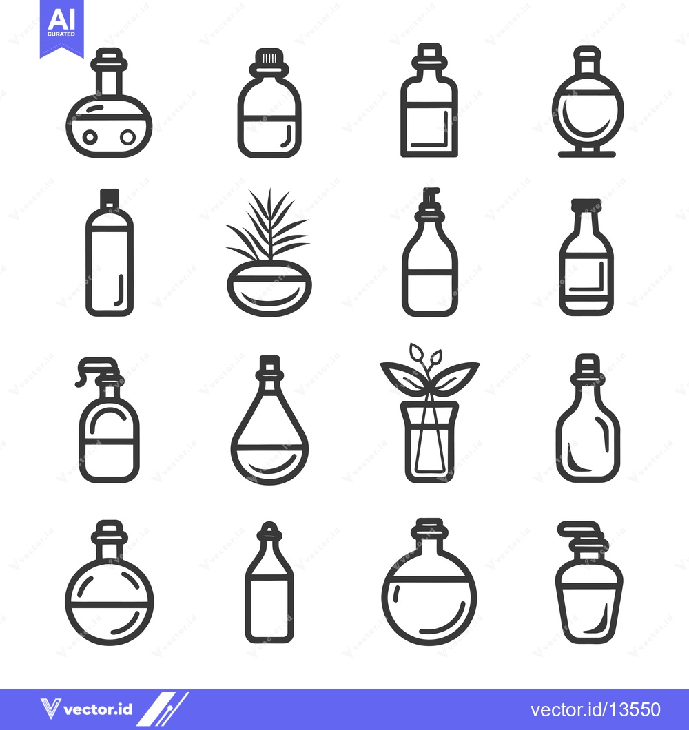 Premium Vector dari A Collection of Line Drawings Depicting Various Bottles and Vials