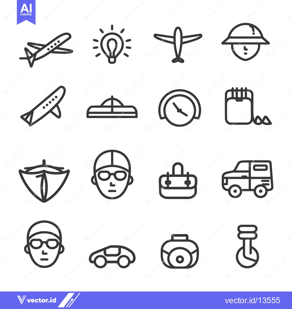Premium Vector of A Collection of Line Drawings Depicting Various Objects and Concepts