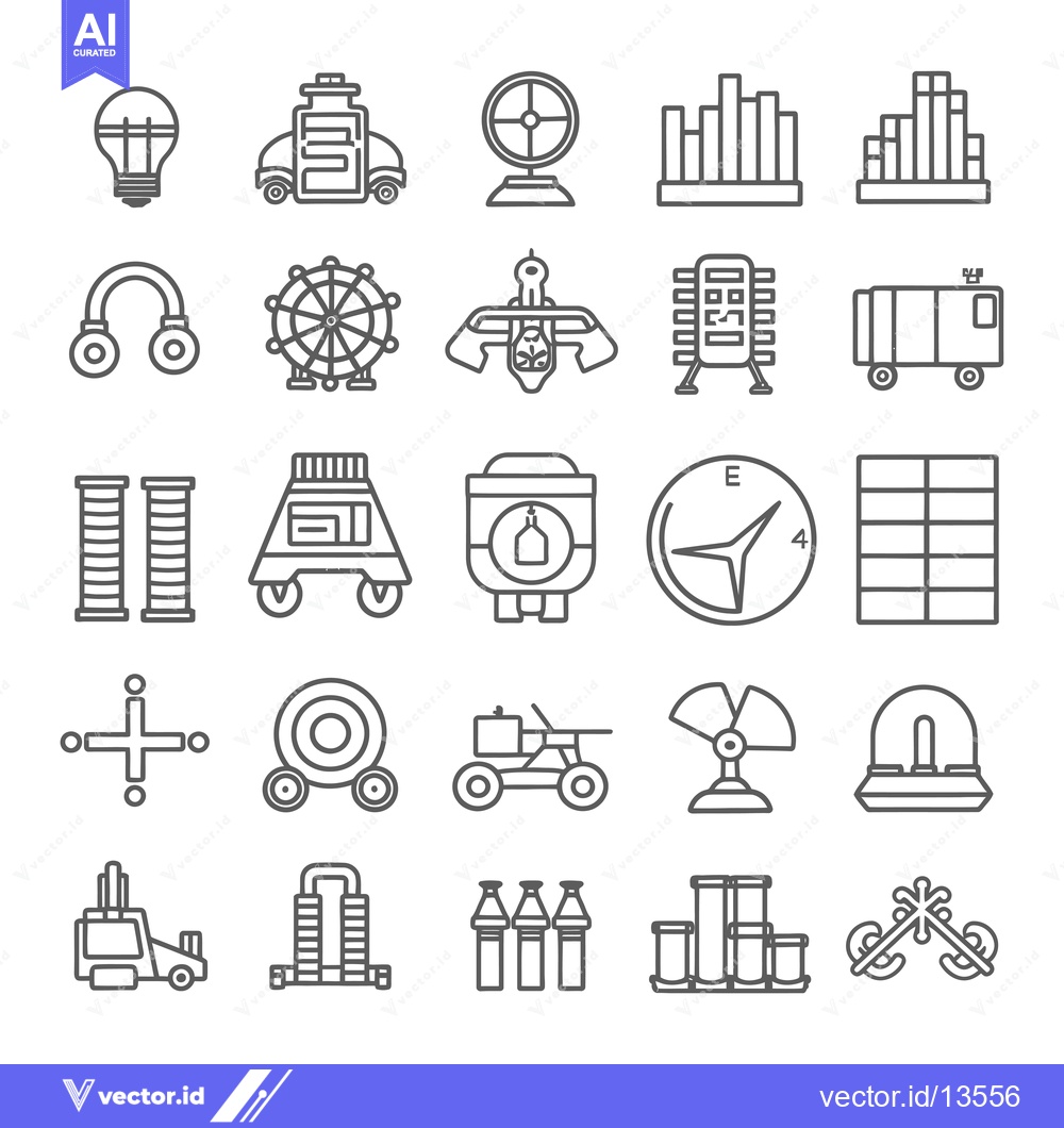 Premium Vector dari A Collection of Line Drawings Depicting Various Objects and Structures