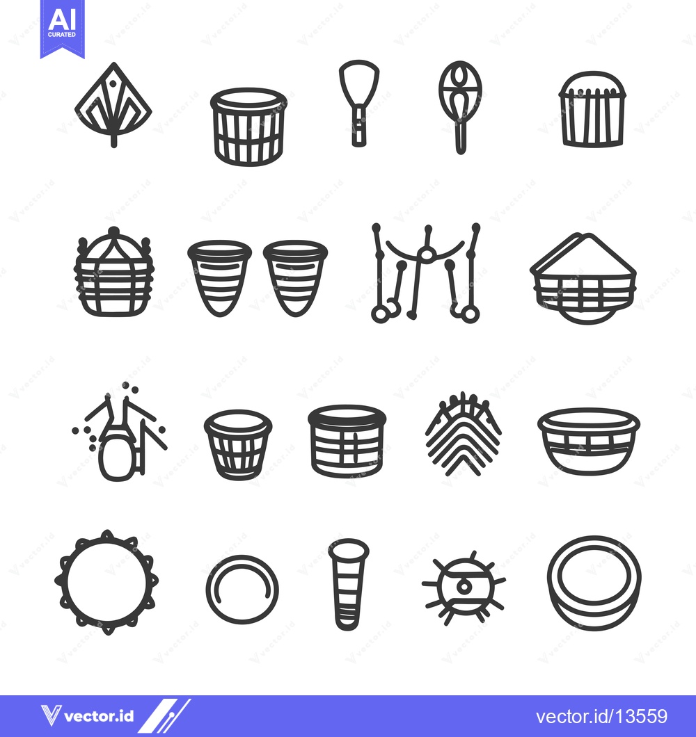 Premium Vector of A Collection of Line Drawings Depicting Various Types of Drums