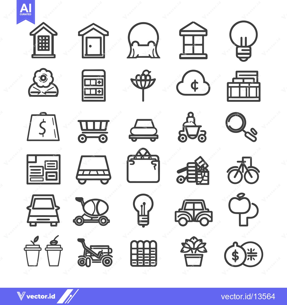 Premium Vector of A Collection of Line Drawings of Everyday Objects and Concepts