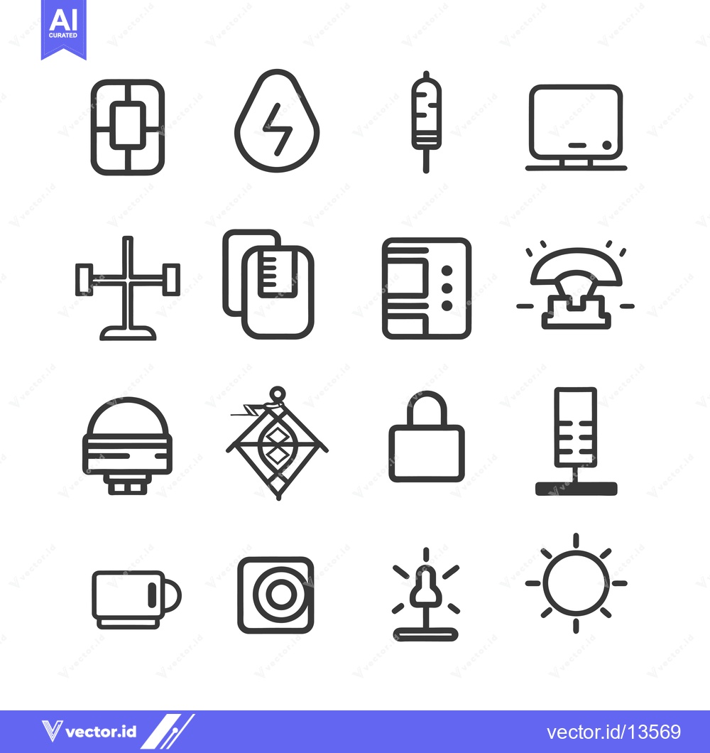 Premium Vector dari A Collection of Line Drawings of Various Objects and Concepts
