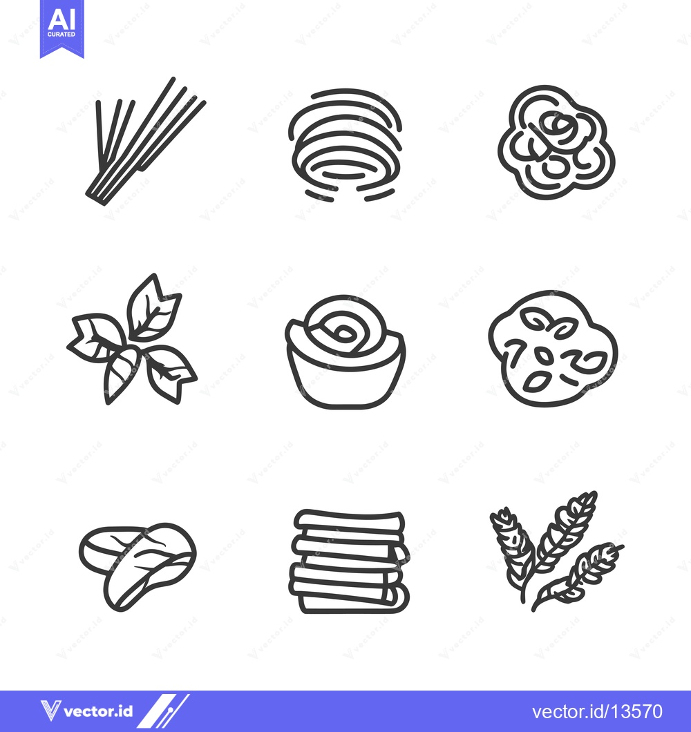 Premium Vector dari A Collection of Line Drawings Representing Pasta Shapes and Related In