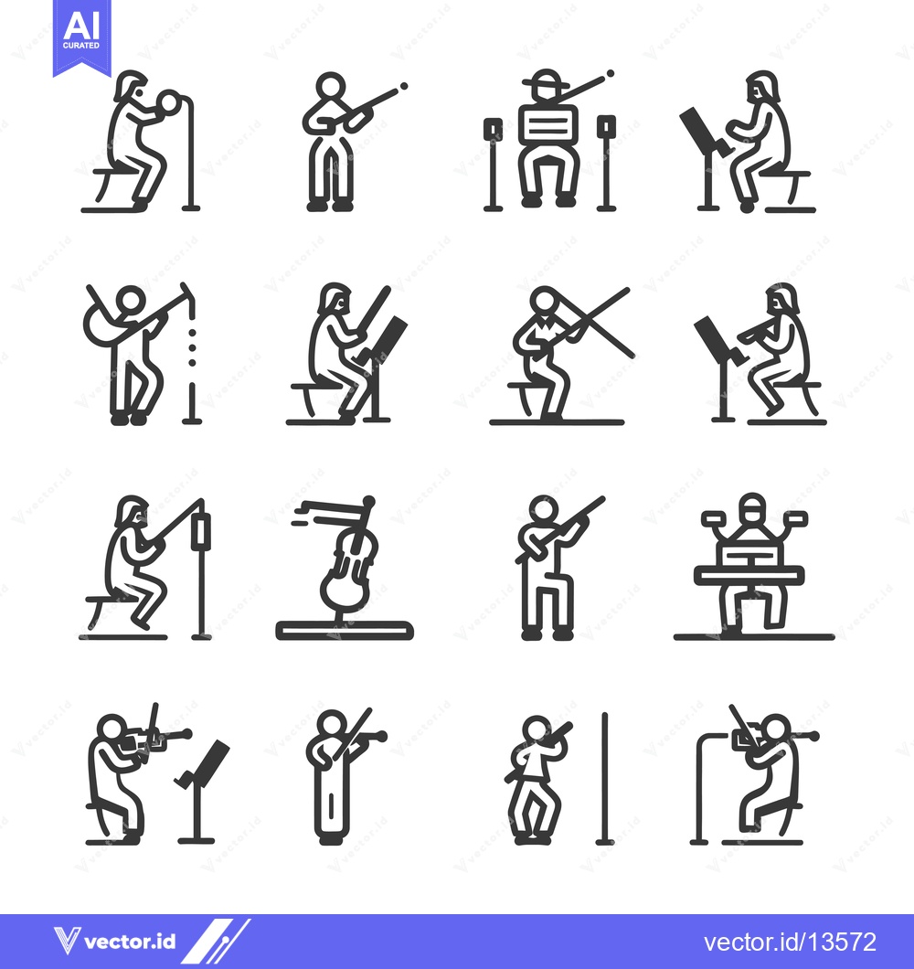 Premium Vector of A collection of line icons depicting people playing various instrument