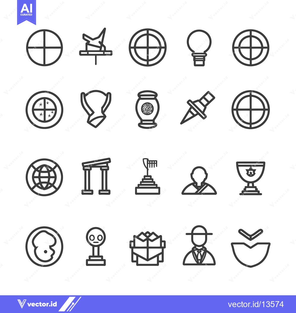 Premium Vector of A Collection of Line Icons Related to Travel, Exploration, and Discove