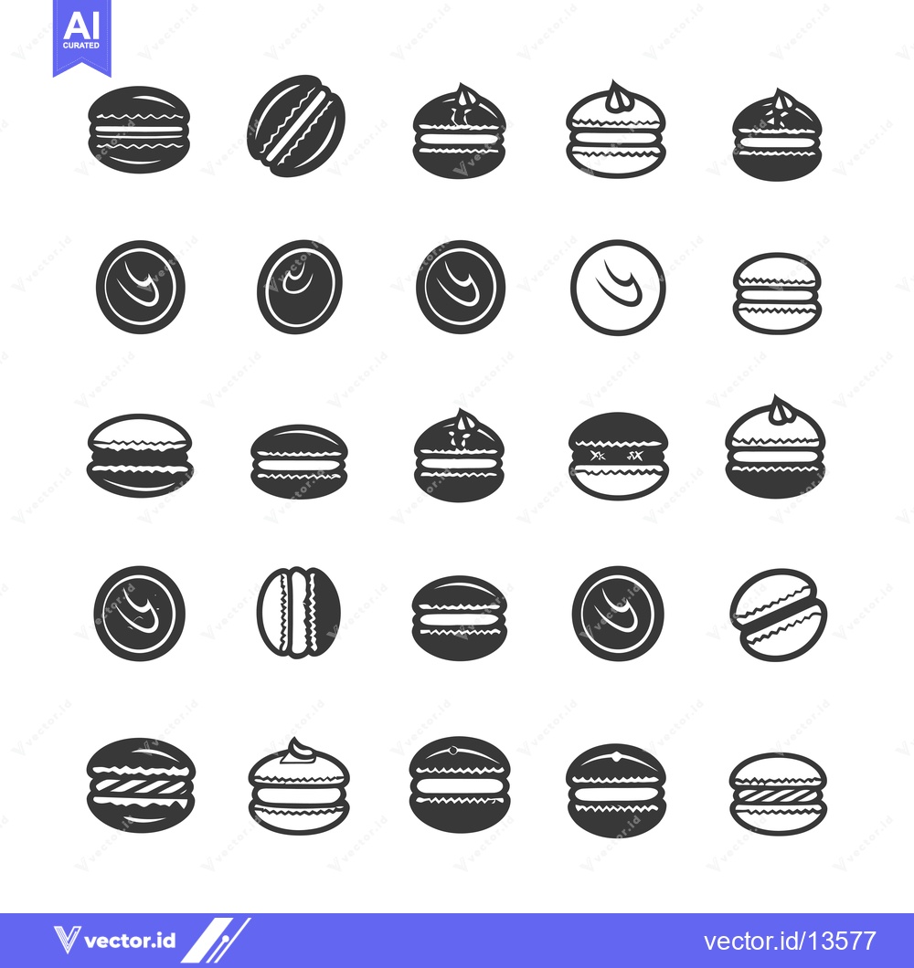 Premium Vector dari A Collection of Macaron Cookie Icons in Black and White