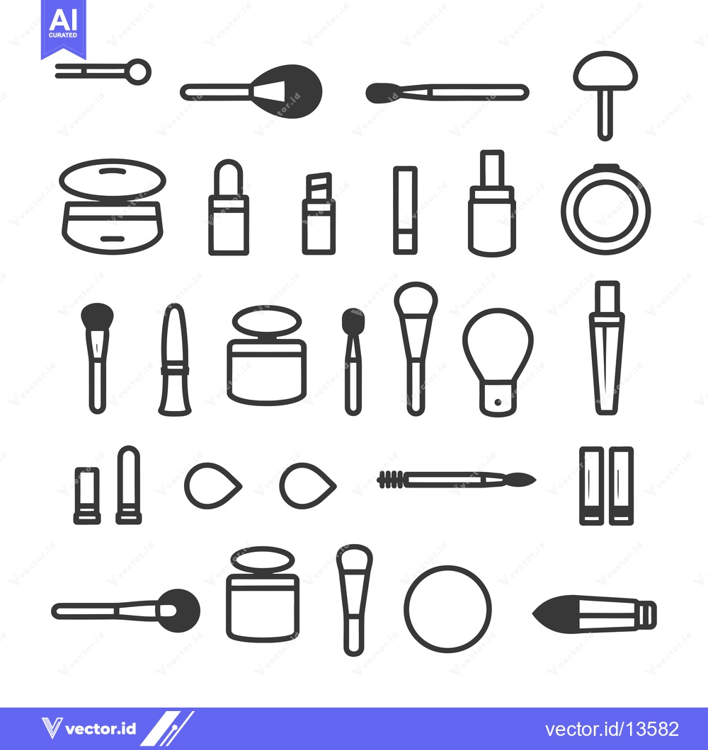 Premium Vector of A Collection of Makeup Tools and Products Line Icons