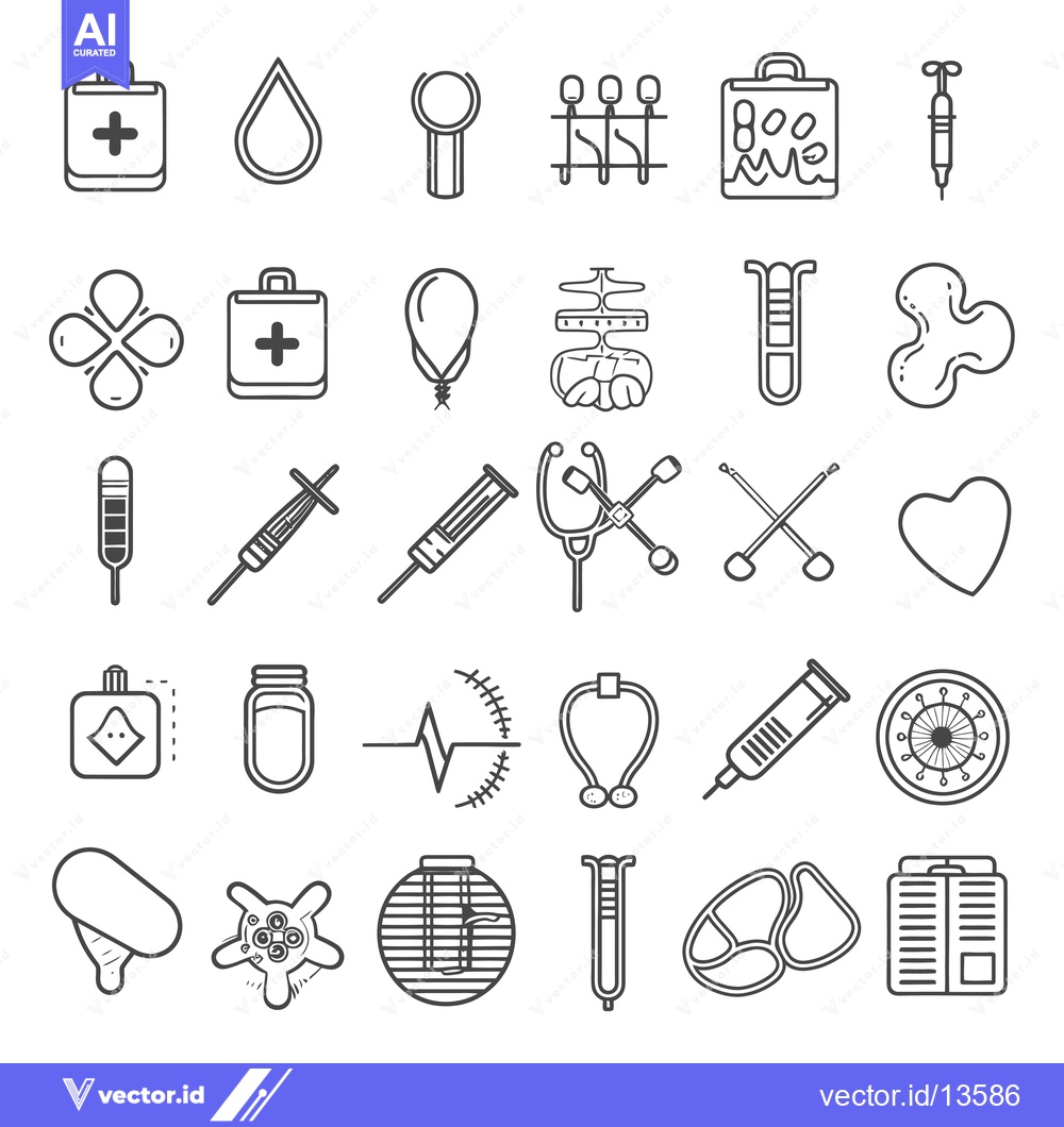 Premium Vector of A Collection of Medical and Healthcare Line Icons