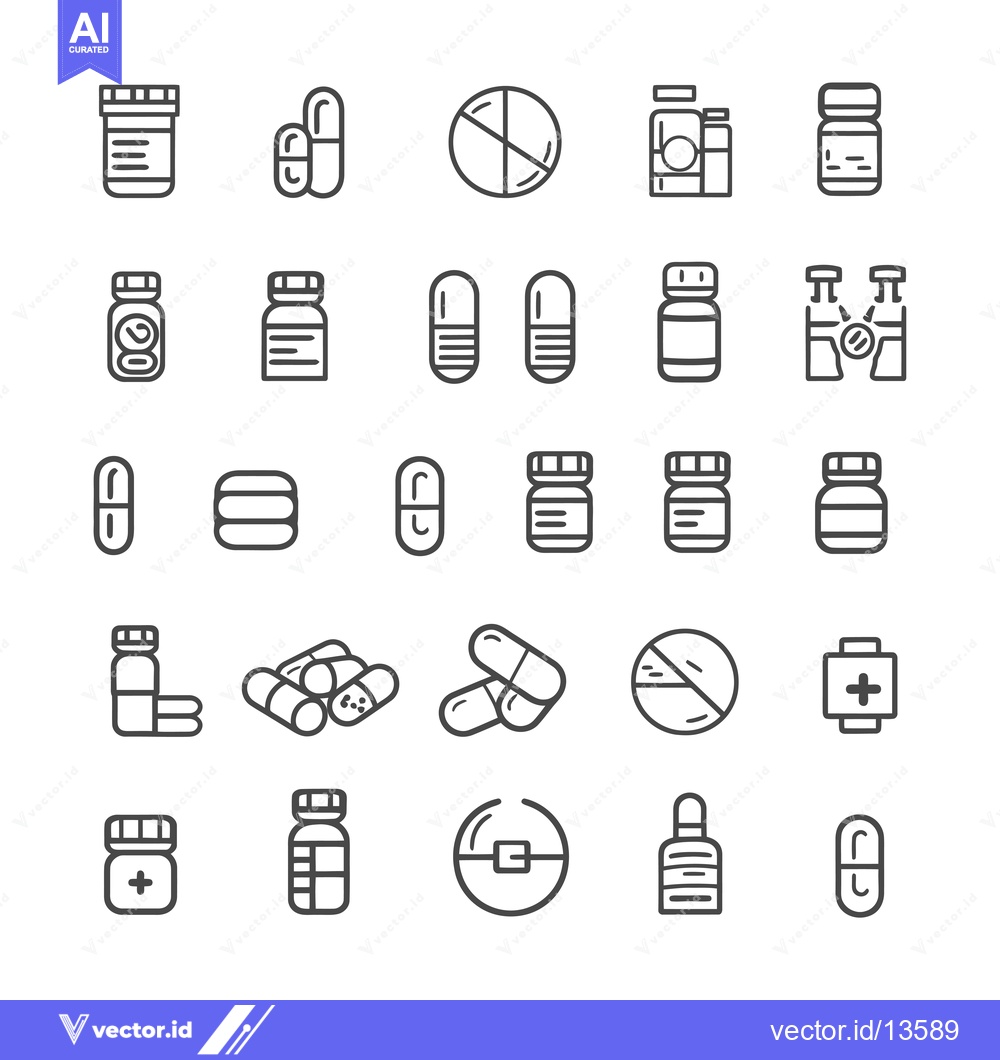 Premium Vector of A Collection of Medication and Pharmaceutical Icons