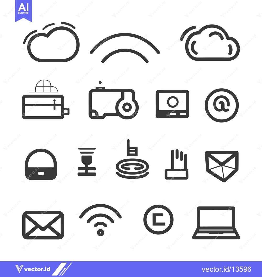 Premium Vector dari A Collection of Modern Outline Icons for Technology, Communication, an