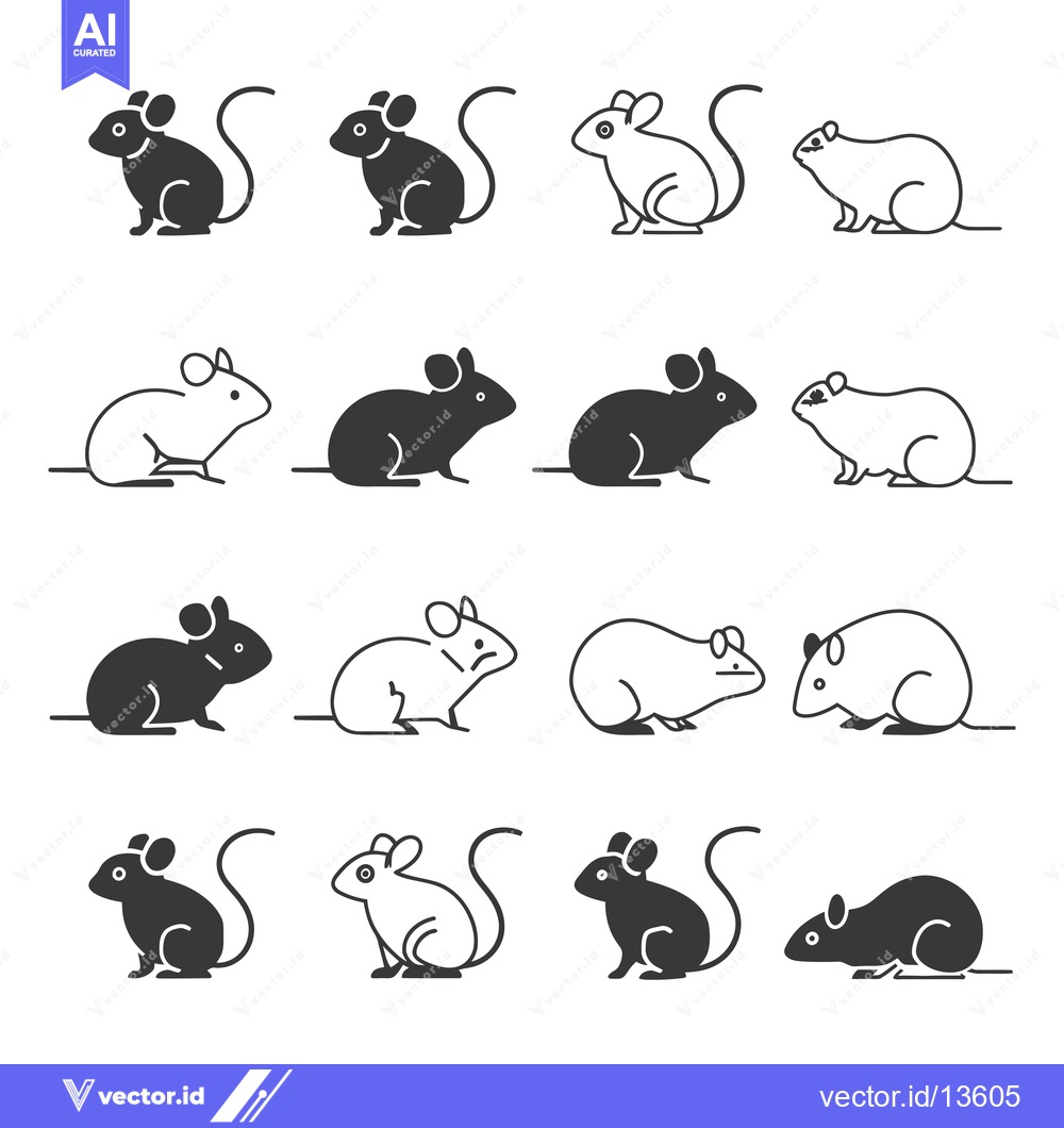 Premium Vector of A Collection of Mouse Icons in Various Poses and Styles