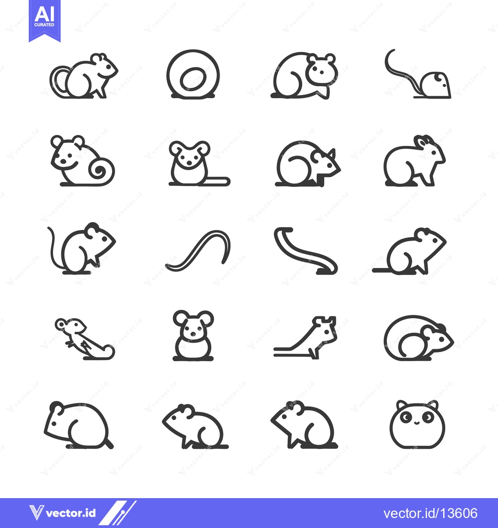 Premium Vector of A Collection of Mouse Line Drawings in Various Poses