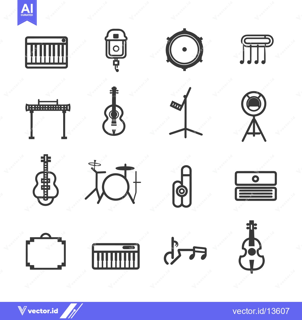 Premium Vector of A Collection of Musical Instrument and Equipment Icons
