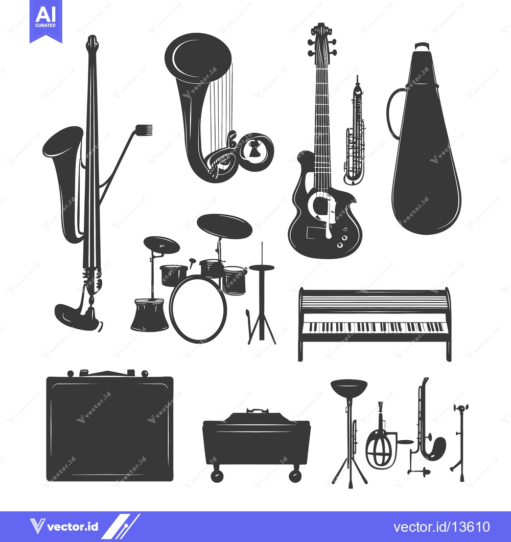 Premium Vector of A Collection of Musical Instruments in Silhouette