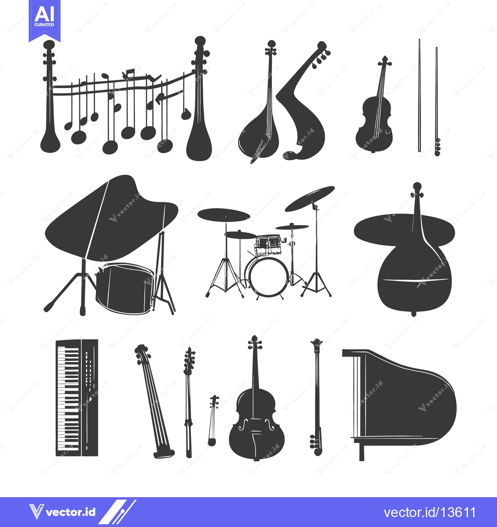Premium Vector of A Collection of Musical Instruments Silhouettes