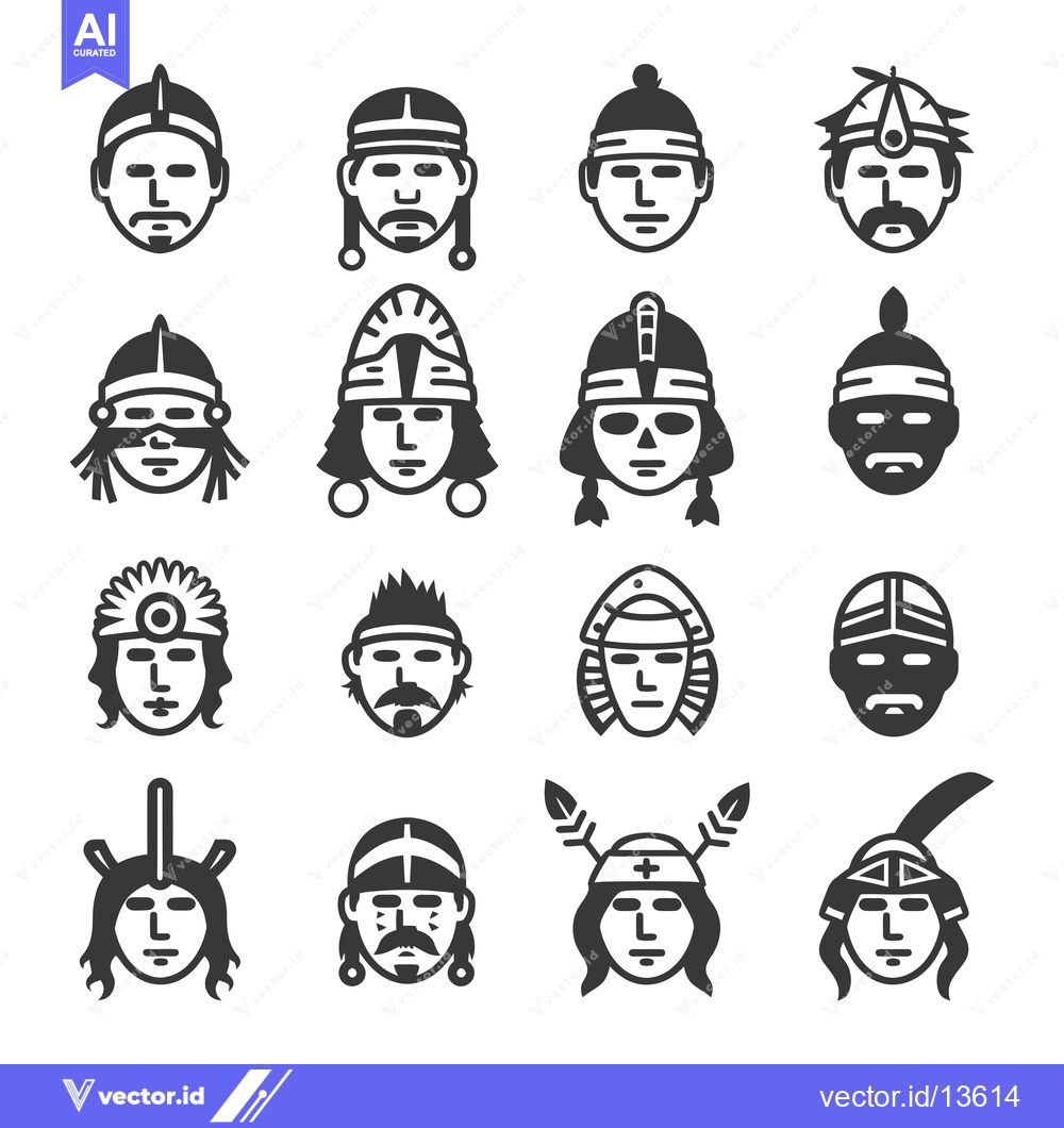 Premium Vector dari A Collection of Native American Indigenous Peoples Head Portraits
