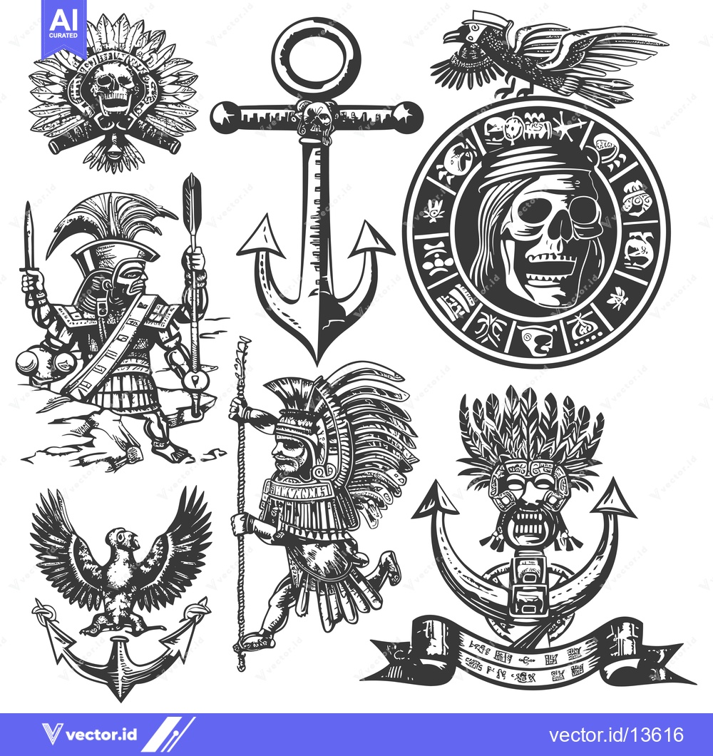 Premium Vector dari A Collection of Nautical and Indigenous Themed Illustrations